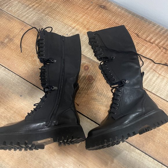 Free People Womens Miller Cut Out Combat Boots Black NEW 7.5 +8.5 - Picture 3 of 12